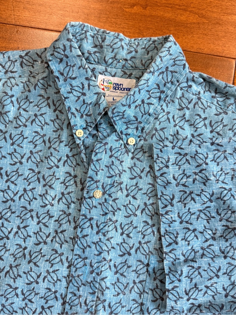 Reyn Spooner Vintage 90s Blue Turtle Aloha Hawaiian Button Down - L